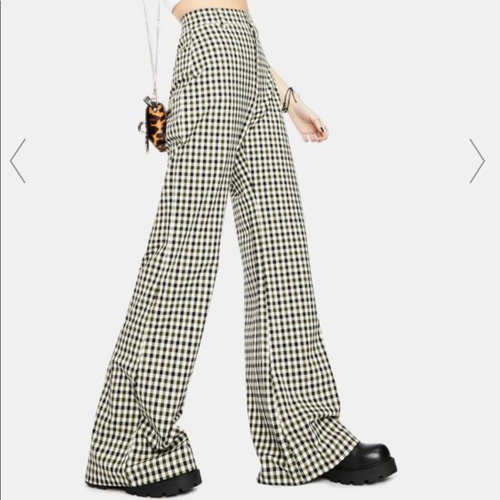 NWT Free People Jules Wide Leg High Waist Gingham Pant sz 2 SOLD OUT - Picture 4 of 6